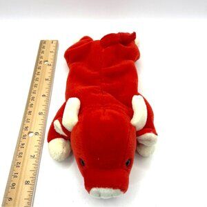 Ty Beanie Babies Snort The Bull Plush 1995 8" Polyester Fiber Red & White 31d